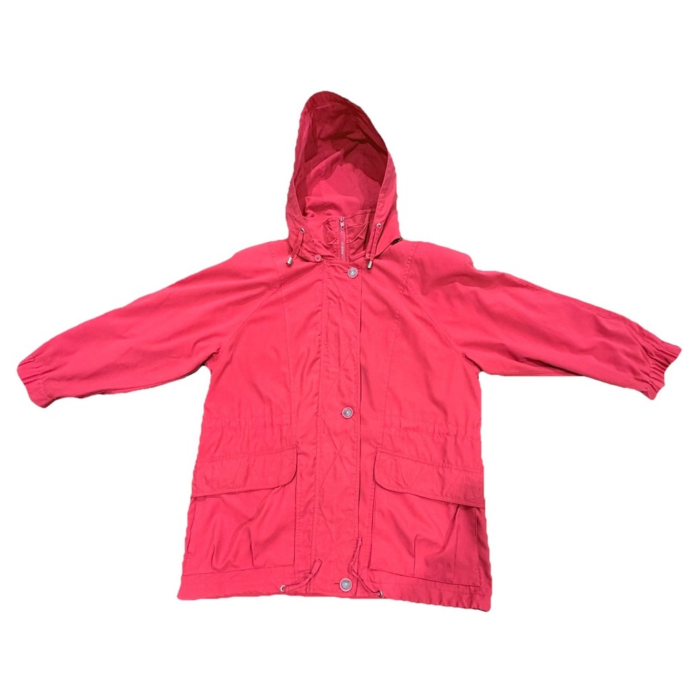 London‎ Fog FOG Vintage Hooded Jacket Red Zip-Up Coat Women's Size Small